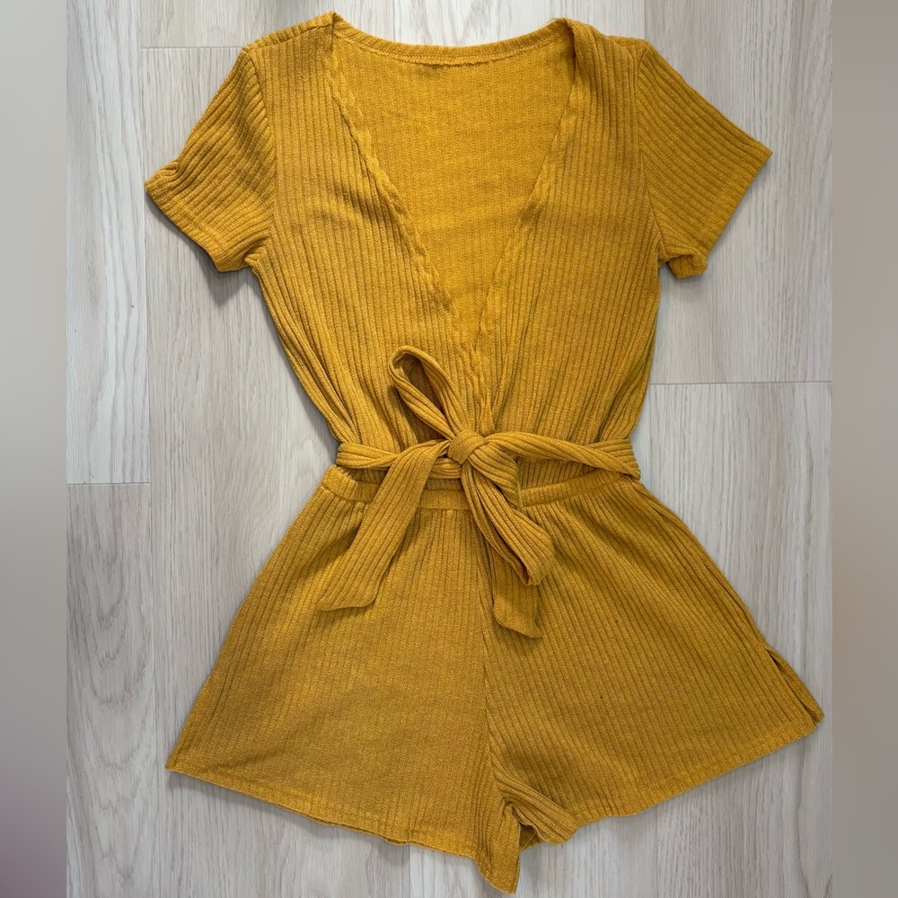 Yellow Ribbed Romper
